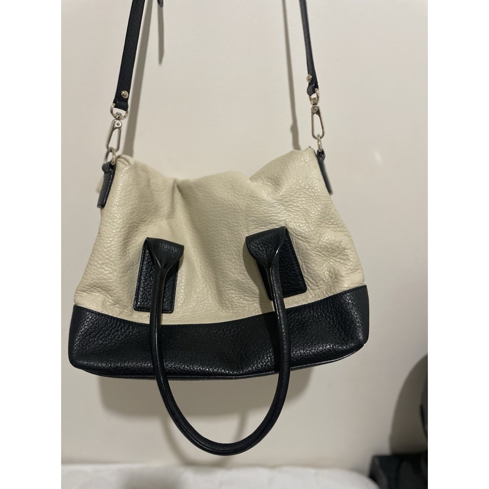 Kate Spade Southport Avenue Carmen Convertible Satchel Cream Black Leather Bag - Picture 7 of 12